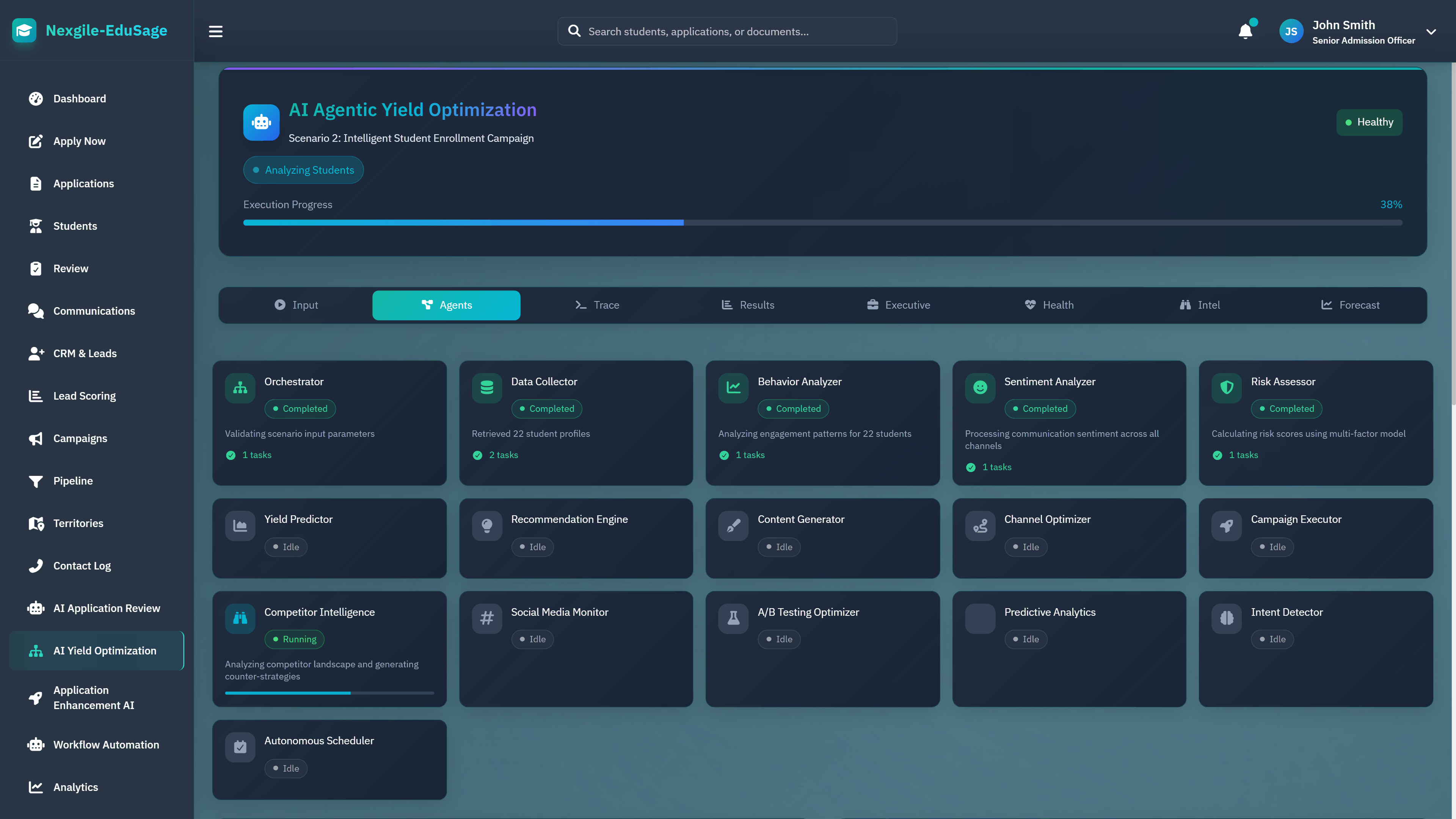 Agent Execution Pipeline - Multi-agent processing status