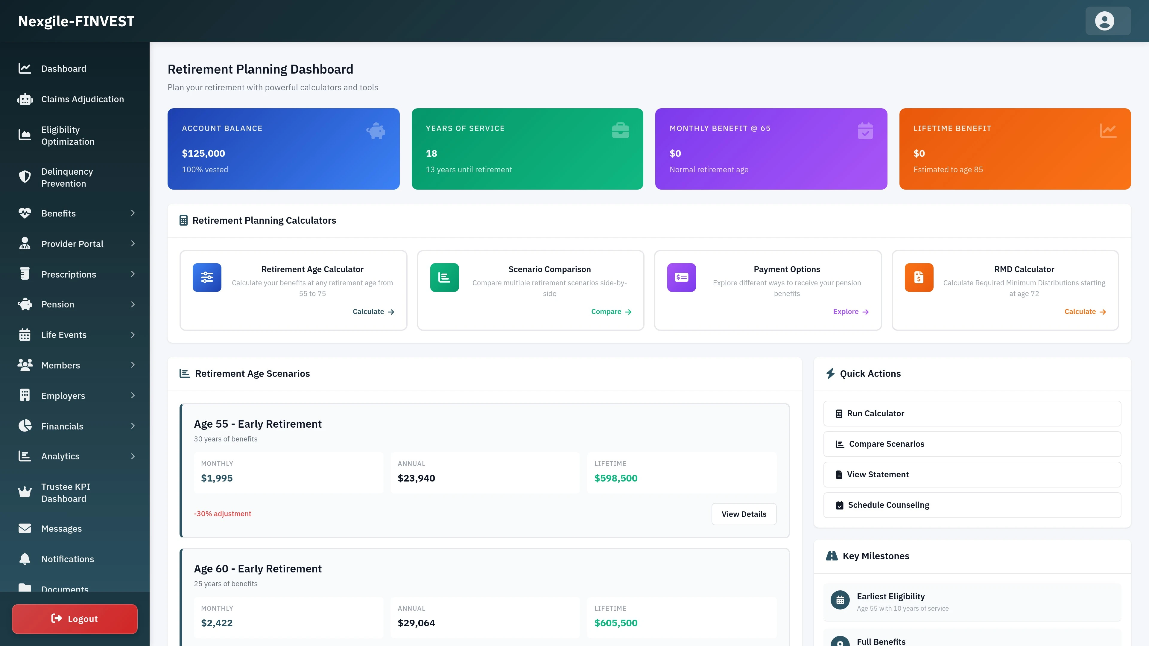 Pension Planning Portal - Interactive retirement planning tools